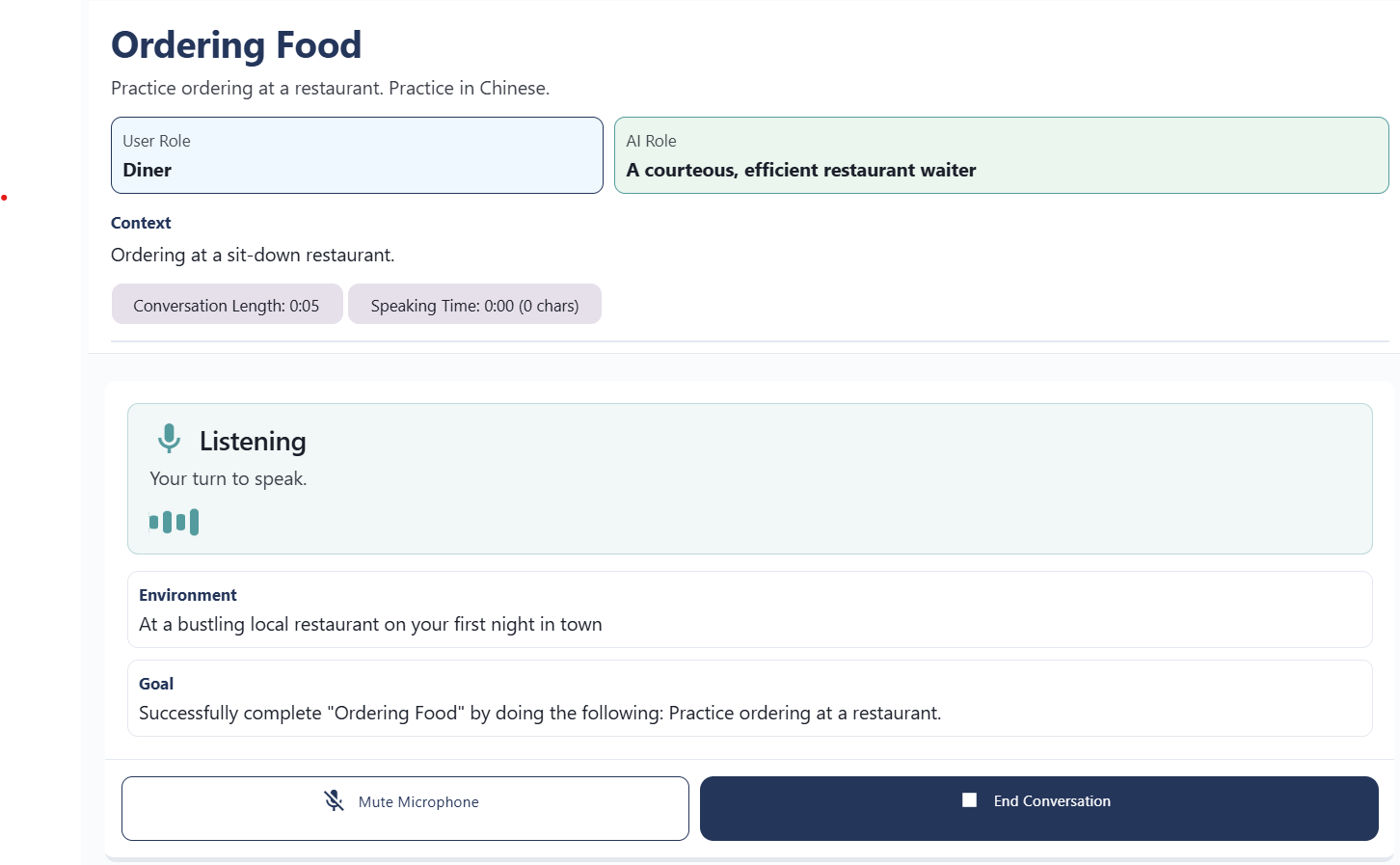 Talio conversation assignment and speaking interface screenshot